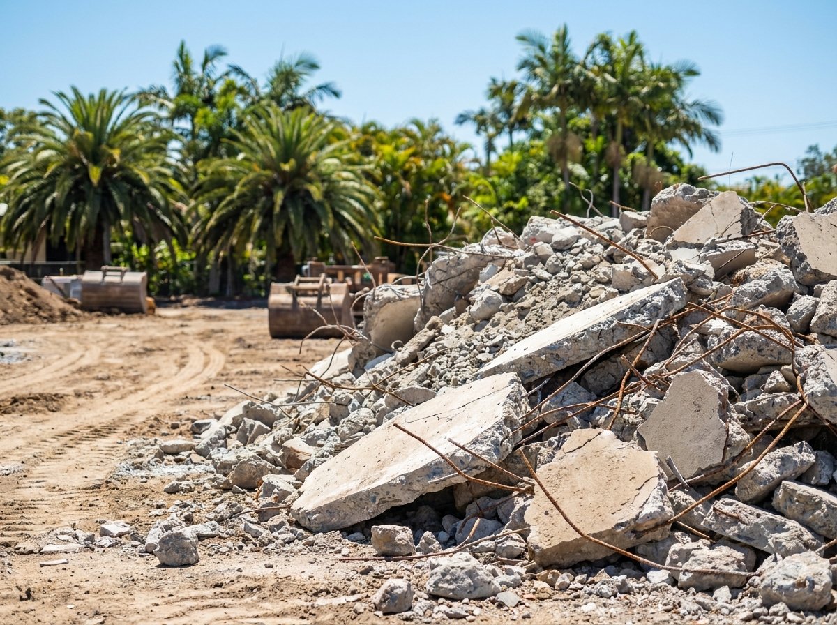 Broken concrete for recycling
